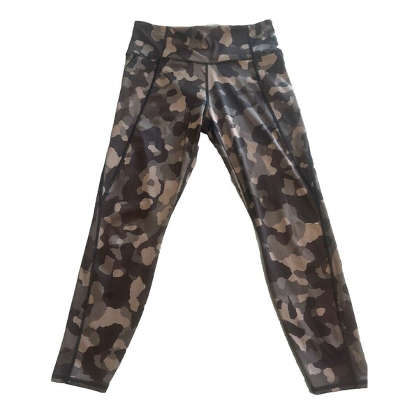 Athleta Lightning Camo 7/8 Tight Athletic Leggings Gray Pockets Size Medium - Picture 1 of 6
